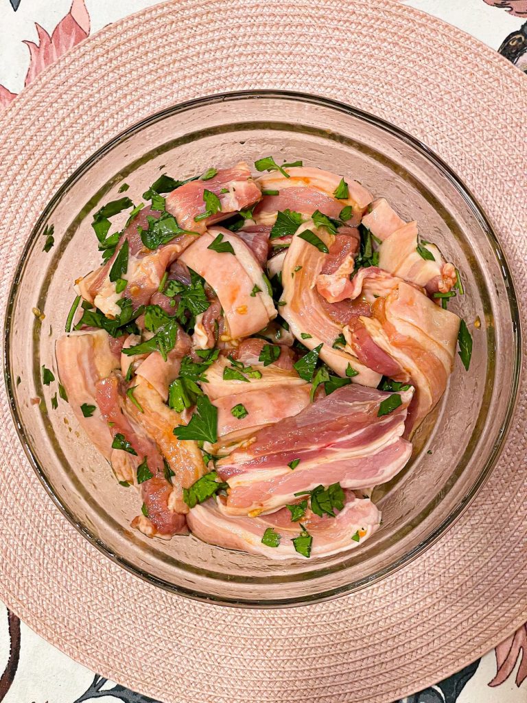 Garlic and Parsley Grilled Pork Belly
