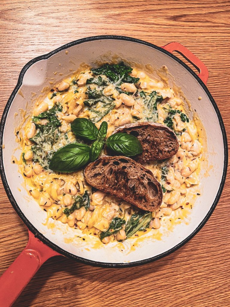 Creamy Kale and White Bean Skillet