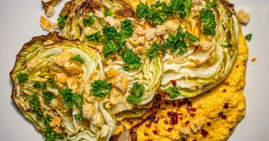 Roasted Cabbage With Cashew Sauce