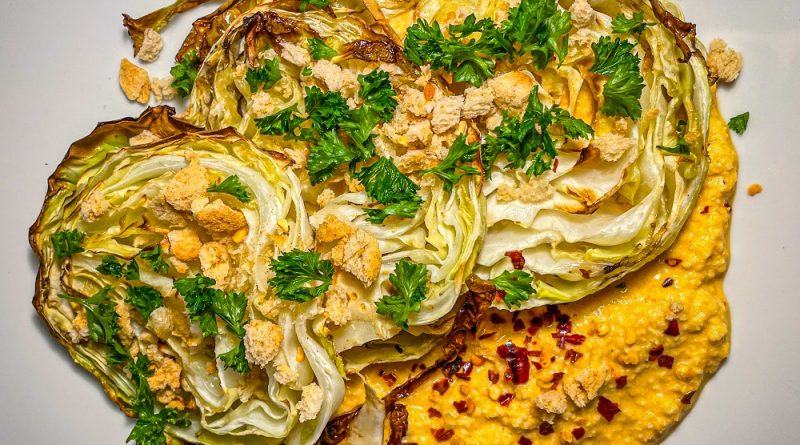 Roasted Cabbage With Cashew Sauce