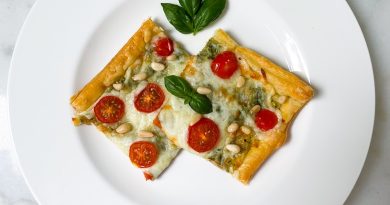 Pesto and Tomato Puff Pastry Tart