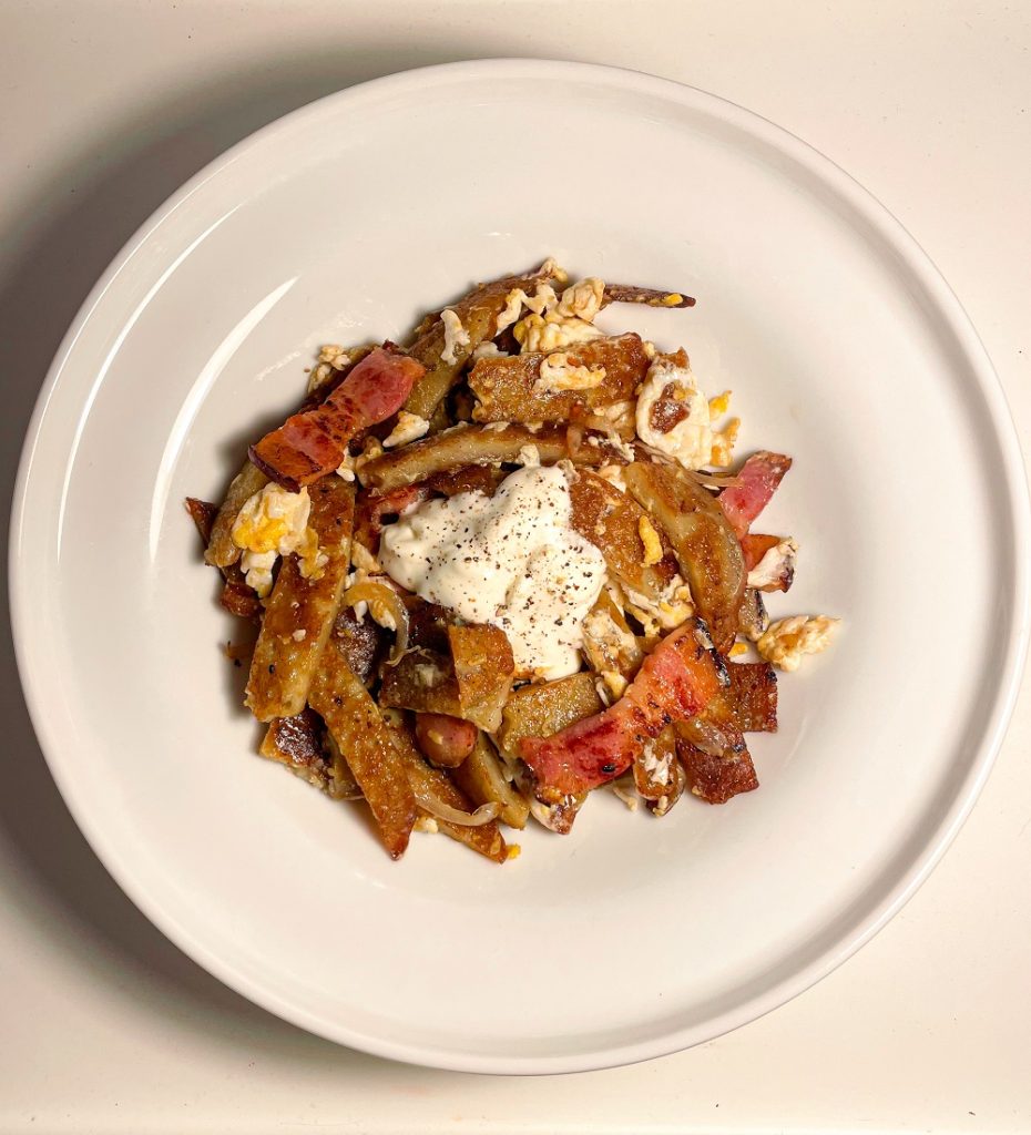 Crispy Potato Pancake Skillet with Bacon and Onion