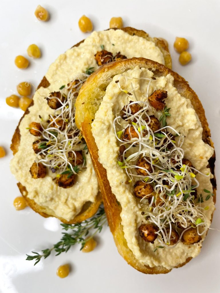 Hummus and Chickpea Delight on Toast