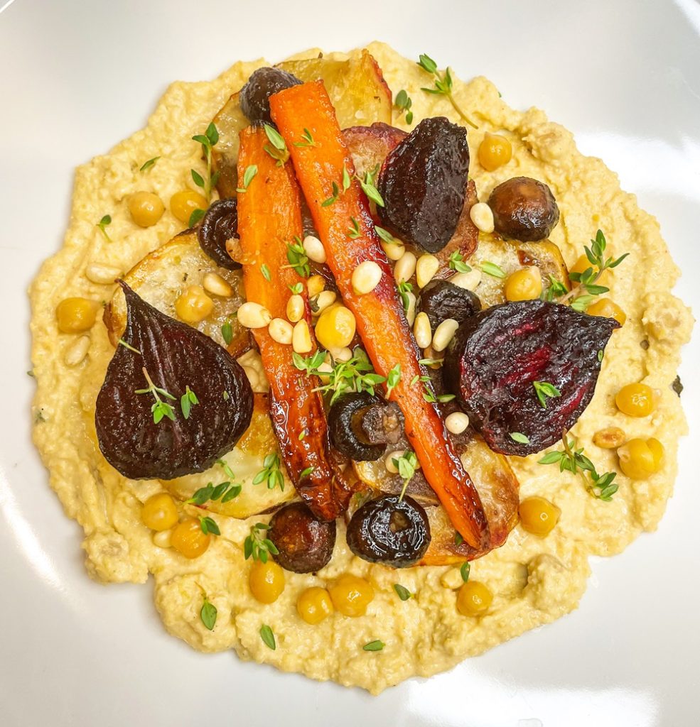 Roasted Vegetables with Hummus