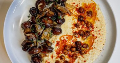 Hummus with Caramelized Onions and Mushrooms