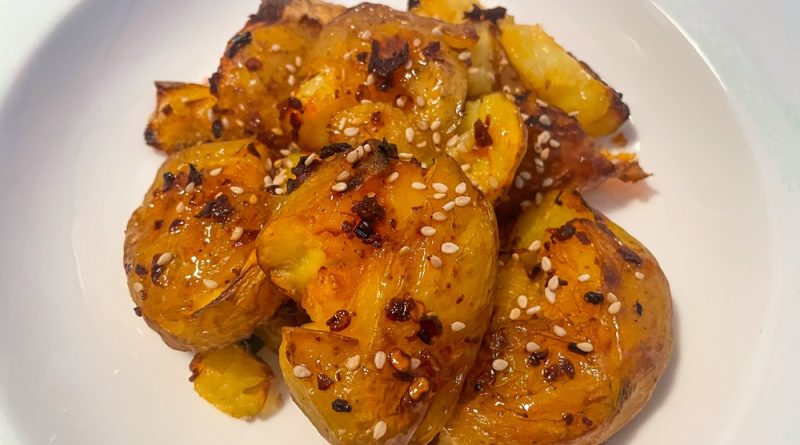 Honey-Chilli Glazed Smashed Potatoes