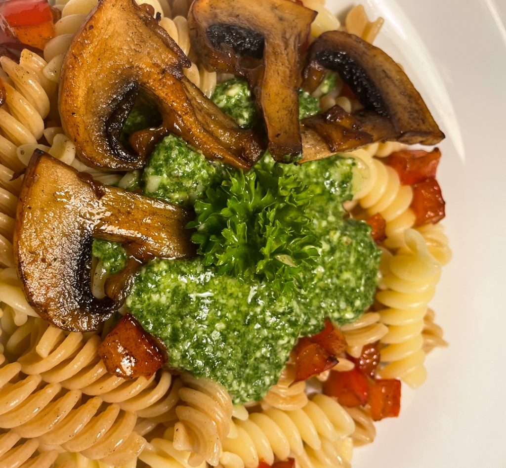 Pasta with Roasted Vegetables and Parsley Pesto