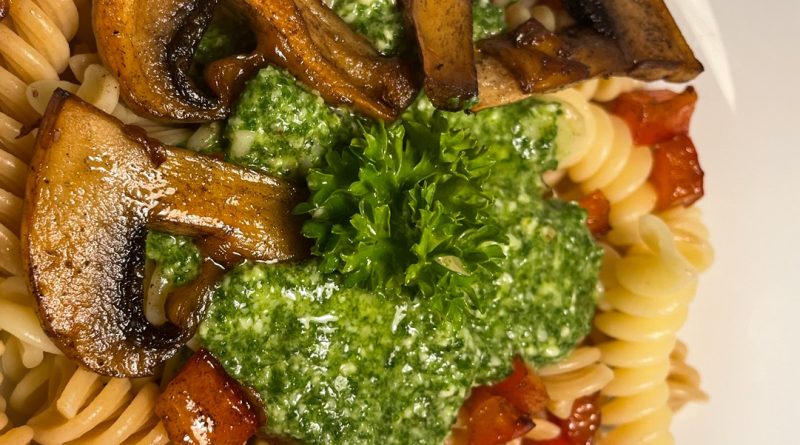 Pasta with Roasted Vegetables and Parsley Pesto