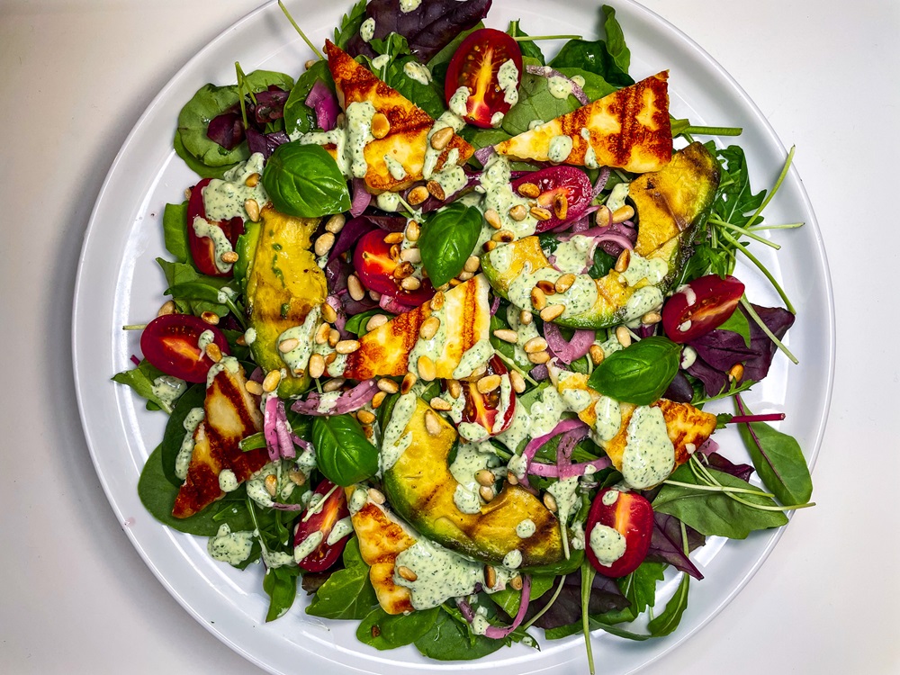 Grilled Halloumi and Avocado Salad