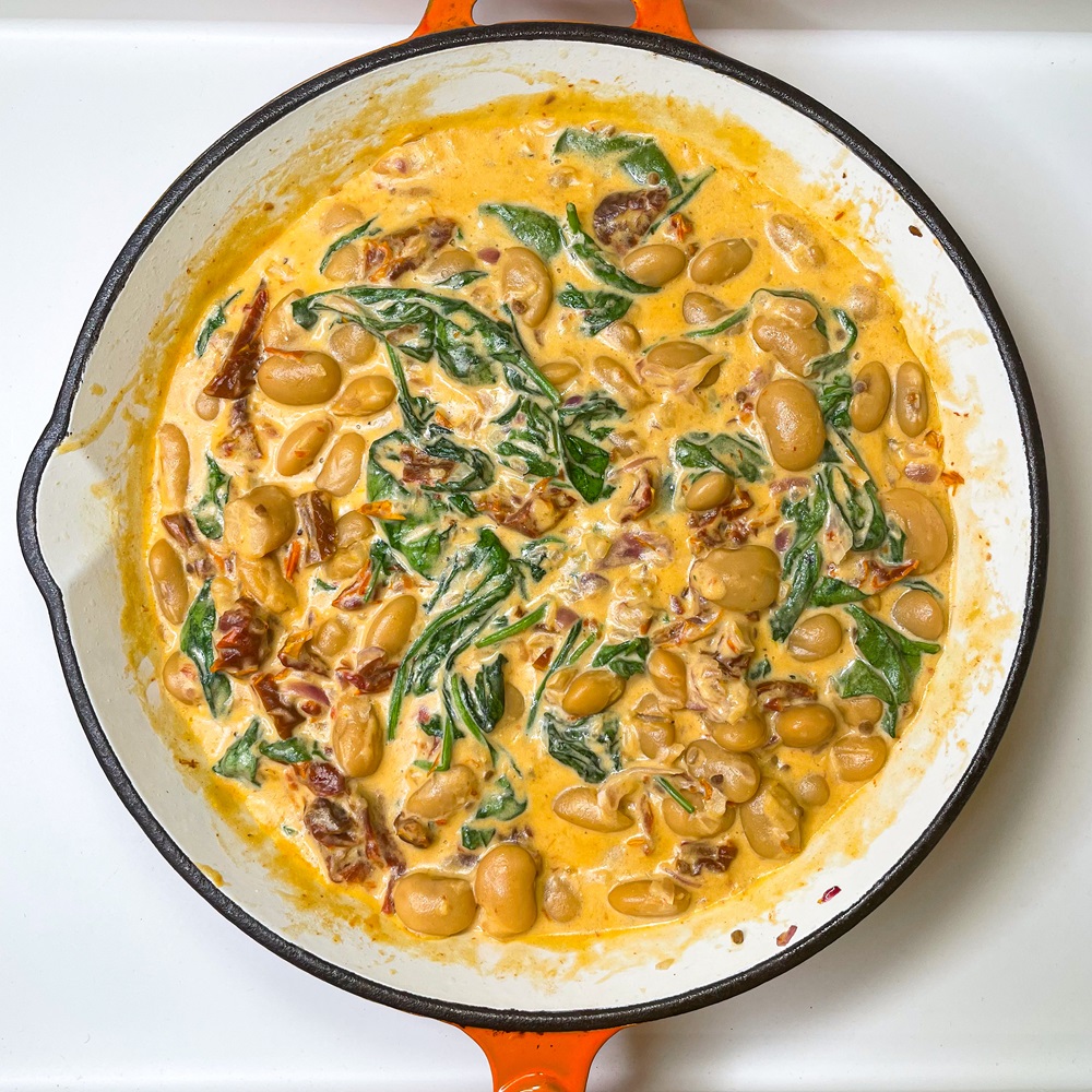 Creamy White Bean and Spinach Skillet with Sundried Tomatoes 2