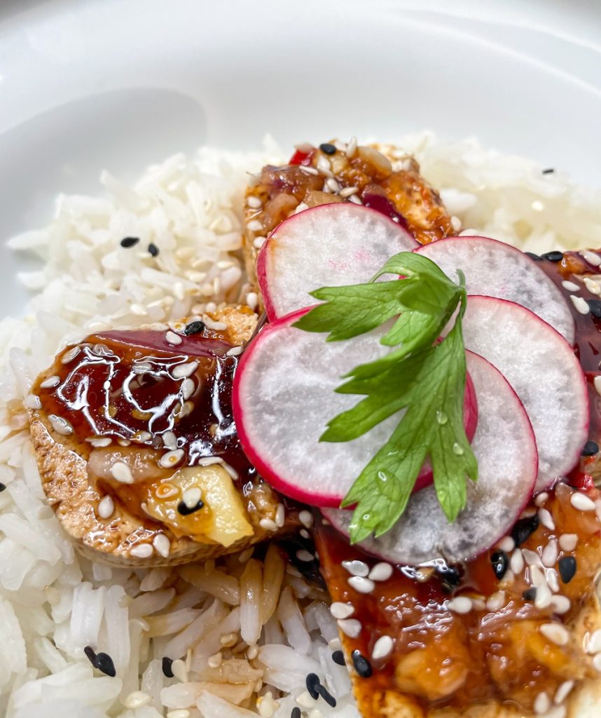 Steamed Tofu with Aromatic Chili Oil