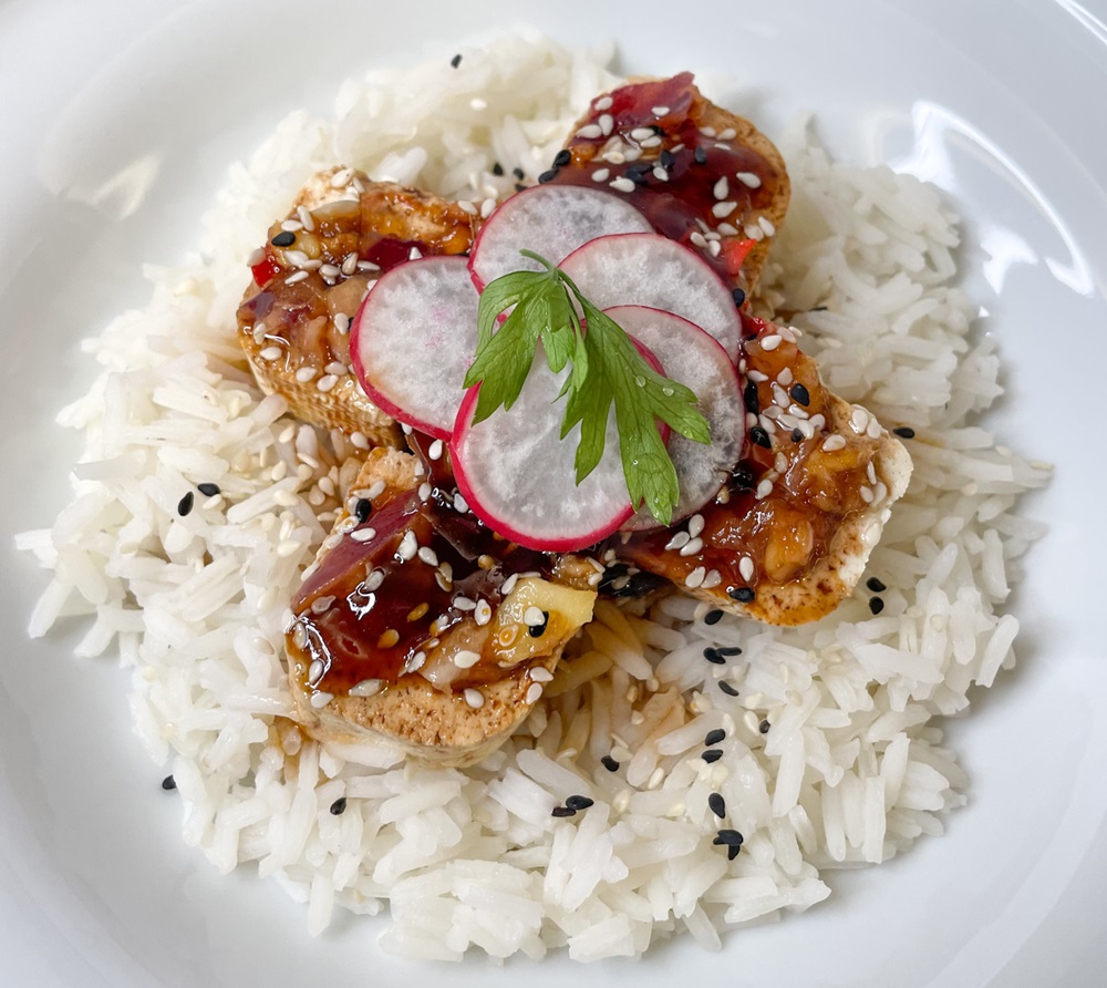 Steamed Tofu with Aromatic Chili Oil