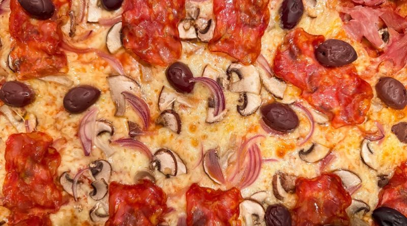 Spicy Salami and Veggie Pizza