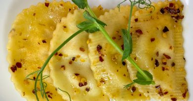 Serrano & Ricotta Ravioli with Chili Oil