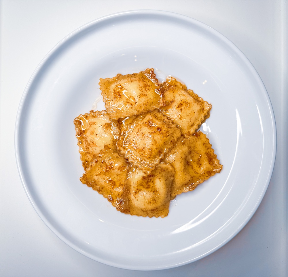 Sweet Curd Ravioli with Cinnamon Butter