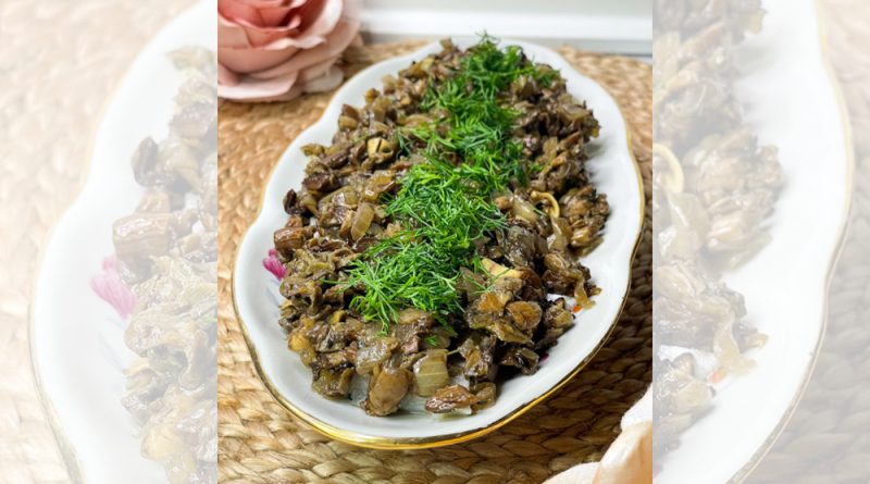 Salted Herring with Sautéed Forest Mushrooms and Onions