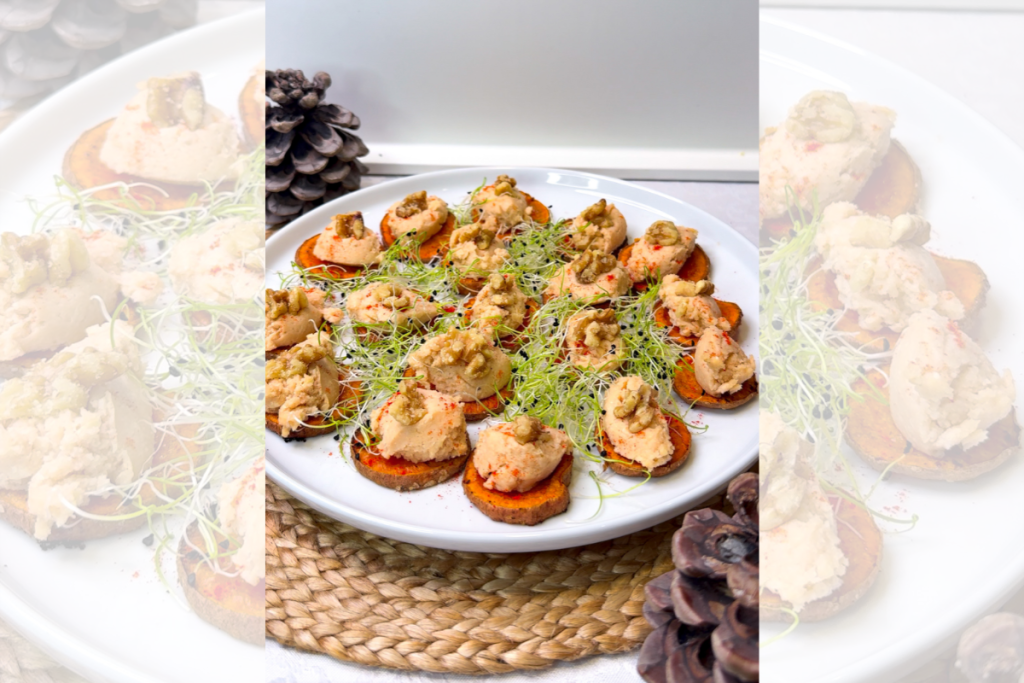 Sweet Potato Bites with Smoked Salmon & Cashew Cream