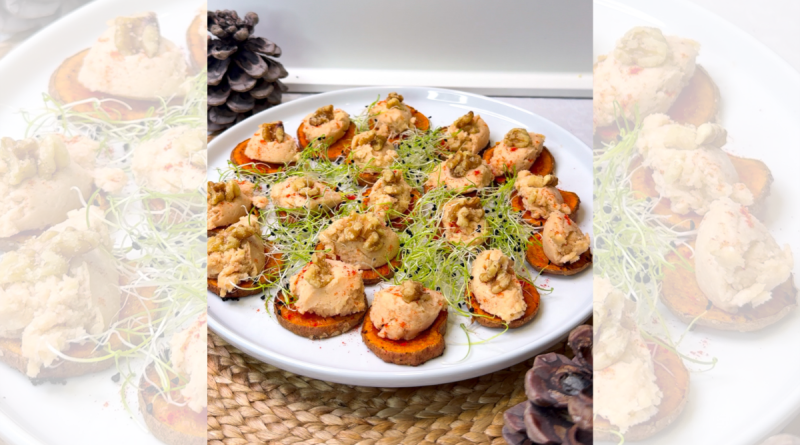 Sweet Potato Bites with Smoked Salmon & Cashew Cream