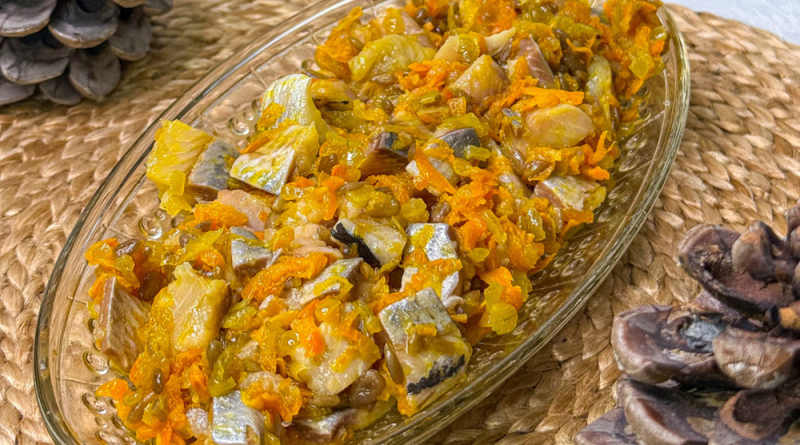 Salted Herring with Carrot and Sunflower Seeds
