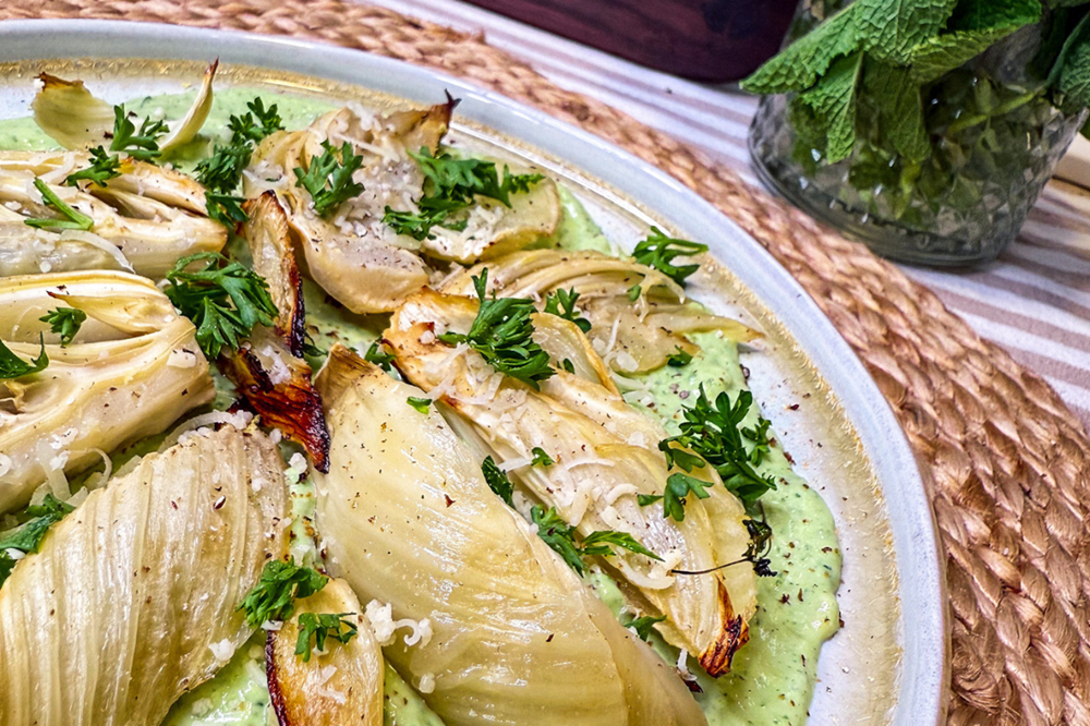 Roasted Fennel with Creamy Herb Sauce