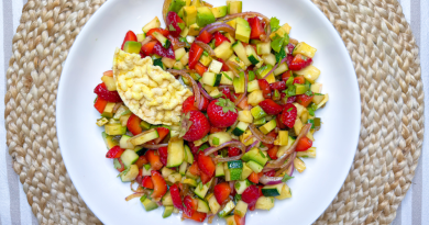 Zucchini Carpaccio with Strawberry & Avocado Salsa