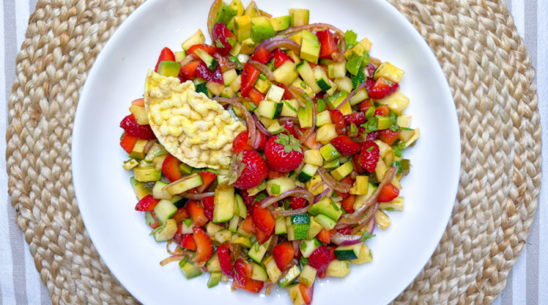 Zucchini Carpaccio with Strawberry & Avocado Salsa