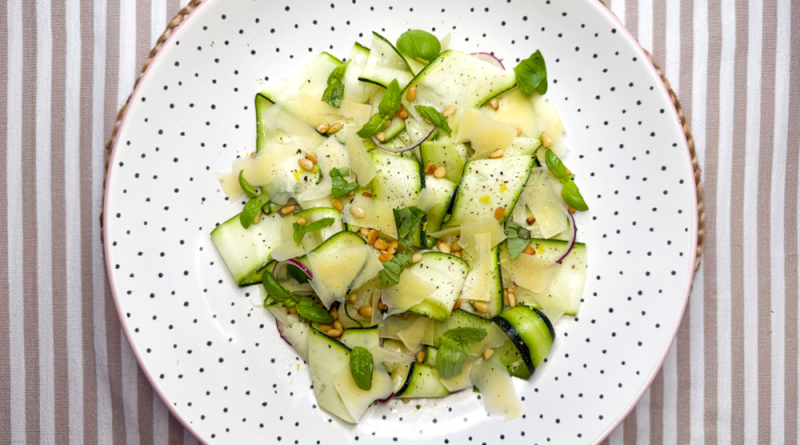 Zucchini Carpaccio with Pine Nuts & Parmesan