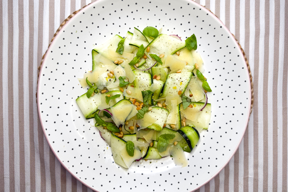 Zucchini Carpaccio with Pine Nuts & Parmesan