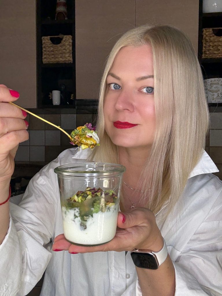 Greek Yoghurt Parfait with Cucumber Granita