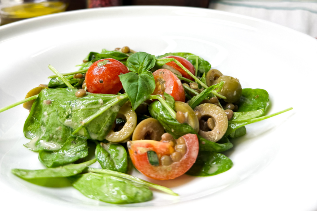 Greek Spinach & Lentil Salad