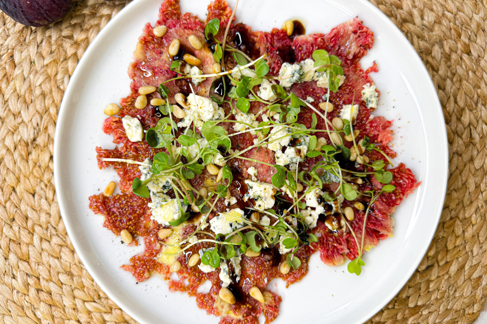 Fig Carpaccio with Blue Cheese & Roasted Pine Nuts