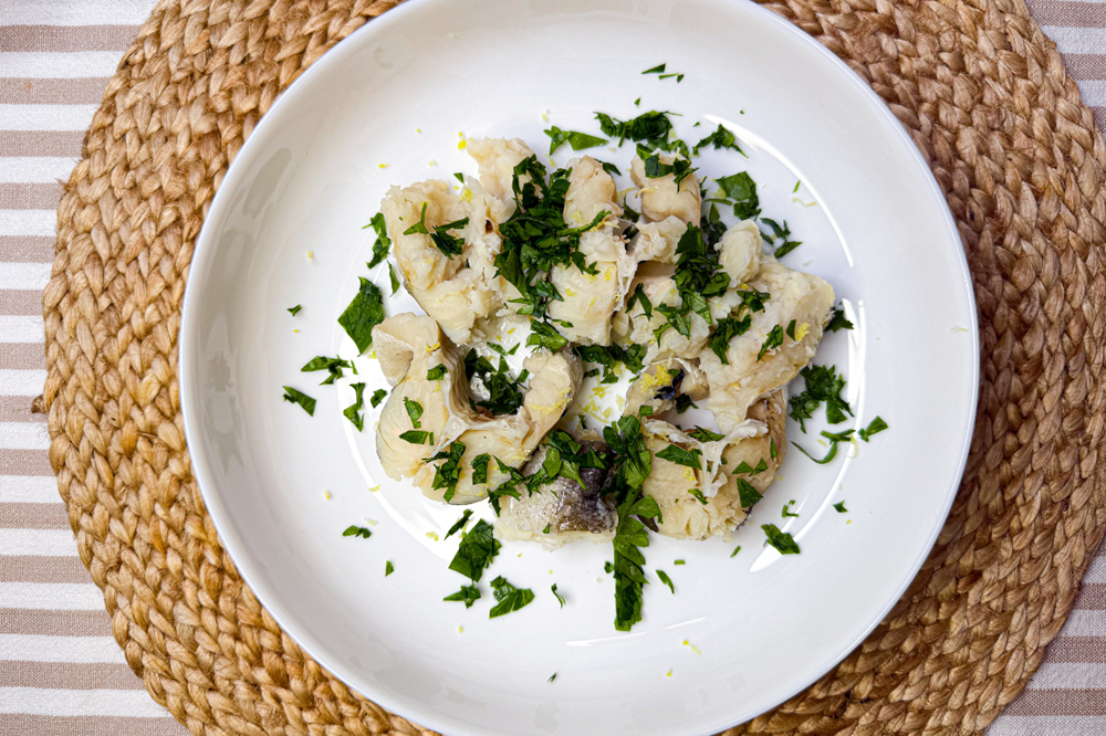 Steamed Cod with Lemon Zest and Parsley