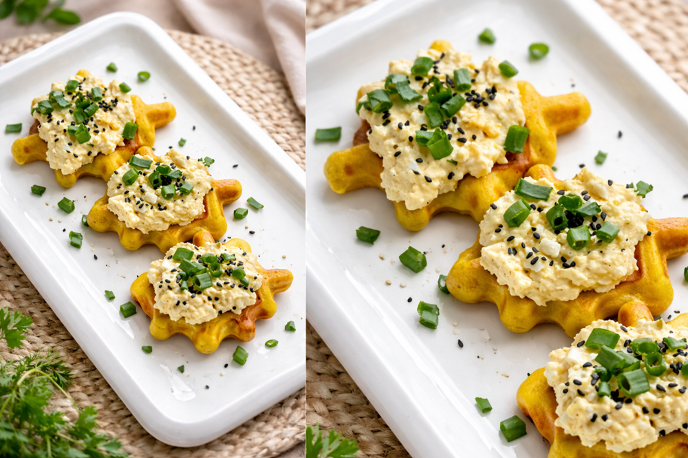 Turmeric Waffles with Egg Salad