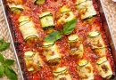 Zucchini Ricotta Rolls in Marinara