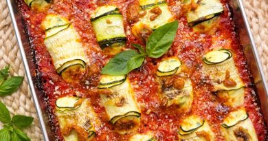 Zucchini Ricotta Rolls in Marinara