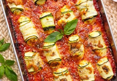 Zucchini Ricotta Rolls in Marinara